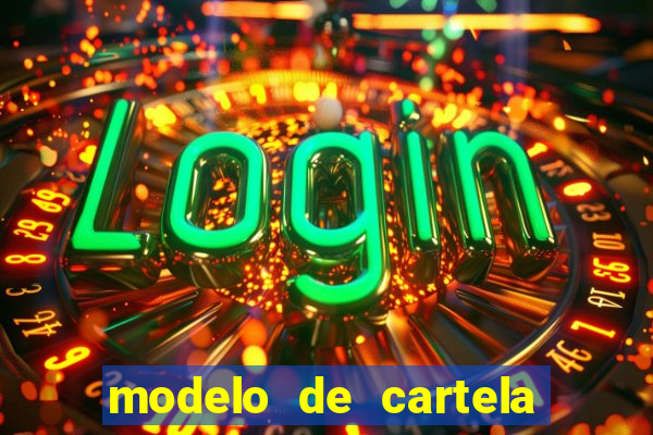 modelo de cartela de bingo em branco